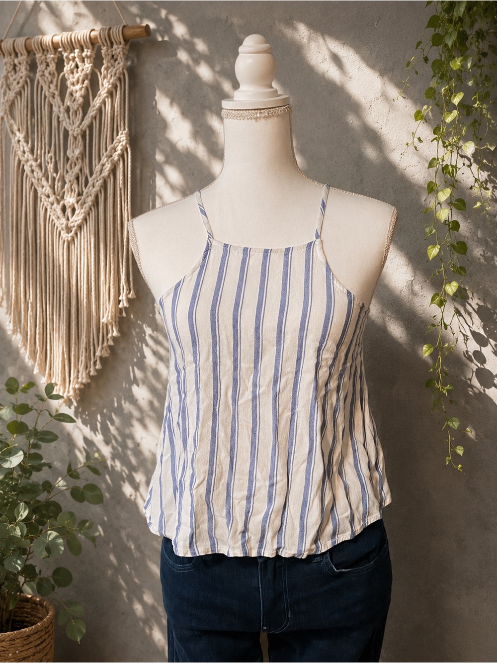 Hollister Blue & White Striped Tank